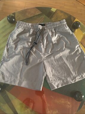 RtA Men's Light Gray Swim Trunks with Black Drawcord